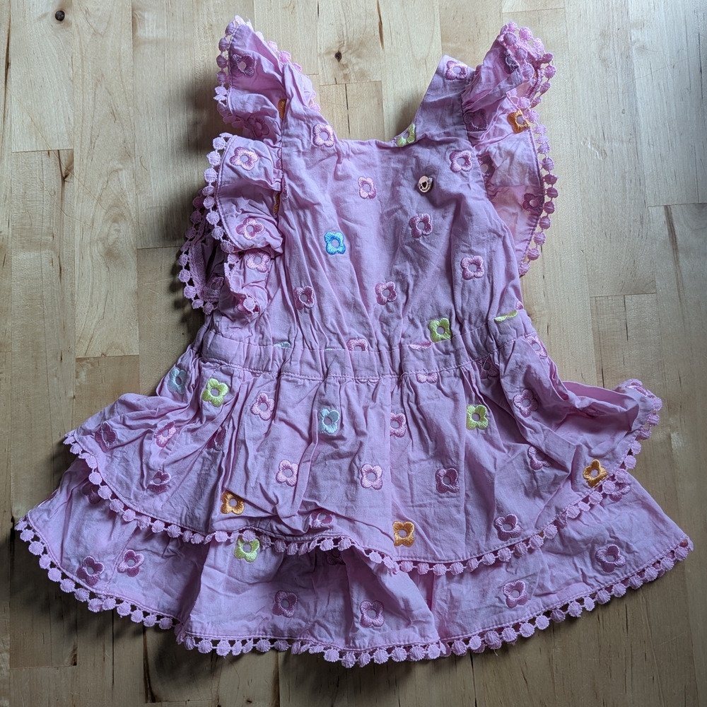 Pink Ruffled Kids Casual Dress